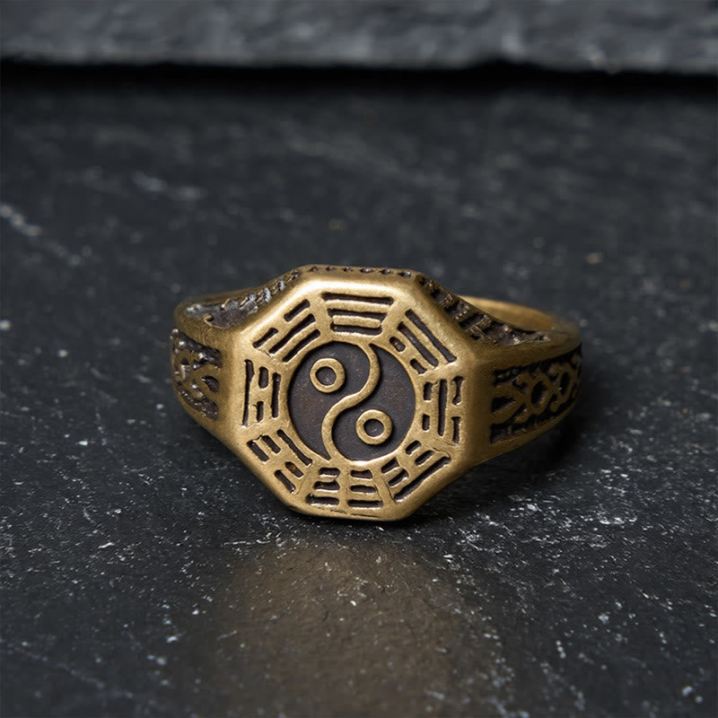 Buddha Stones 銅製陰陽天秤オープンリング - image 1