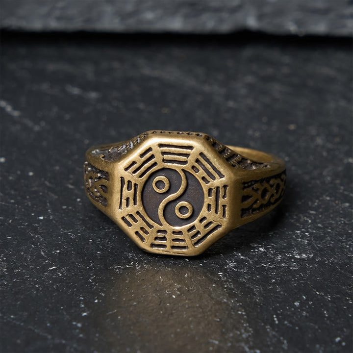 Buddha Stones 銅製陰陽天秤オープンリング - image 1