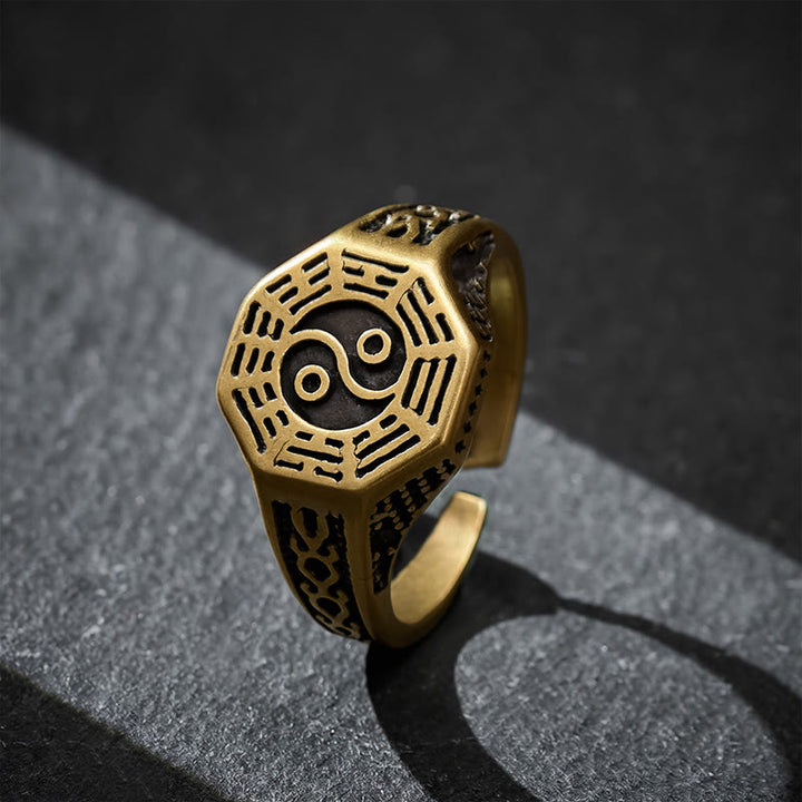 Buddha Stones 銅製陰陽天秤オープンリング - 八卦（バランス♥調和） - image 0