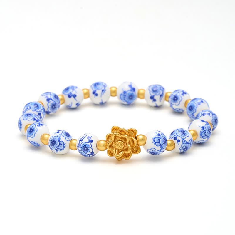 Buddha Stones 白磁蓮悟り丸玉ブレスレット - image 8