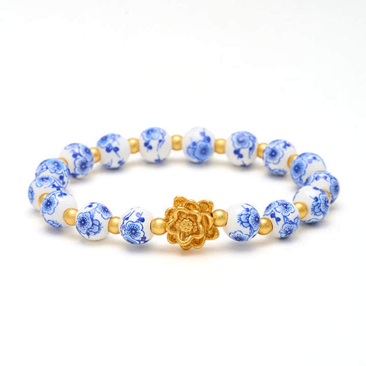 Buddha Stones 白磁蓮悟り丸玉ブレスレット - image 8