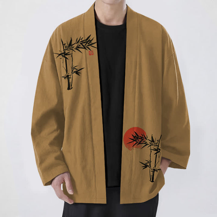 Buddha Stones 綿竹製、赤い太陽模様、前開きメンズ着物 - ペルー - US/UK/AU48、 EU58 (4XL) - image 9