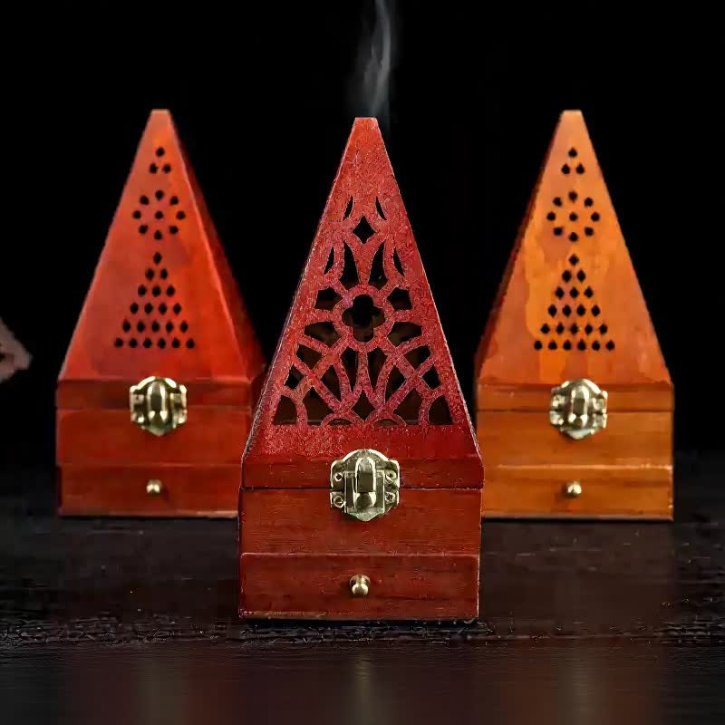 Buddha Stones天然木製正方形儀式用ボックス浄化香炉 - image 14