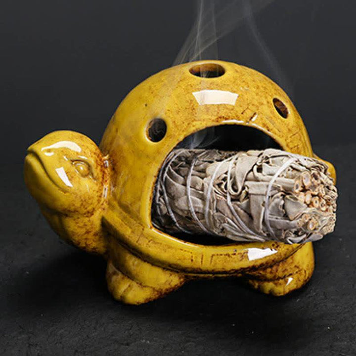 Buddha Stones 陶器製の亀型香炉 - 黄色 - image 11