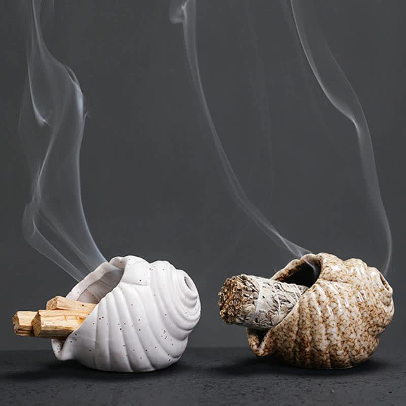 Buddha Stones 陶器製シャンカ浄化用巻貝香炉 - image 17