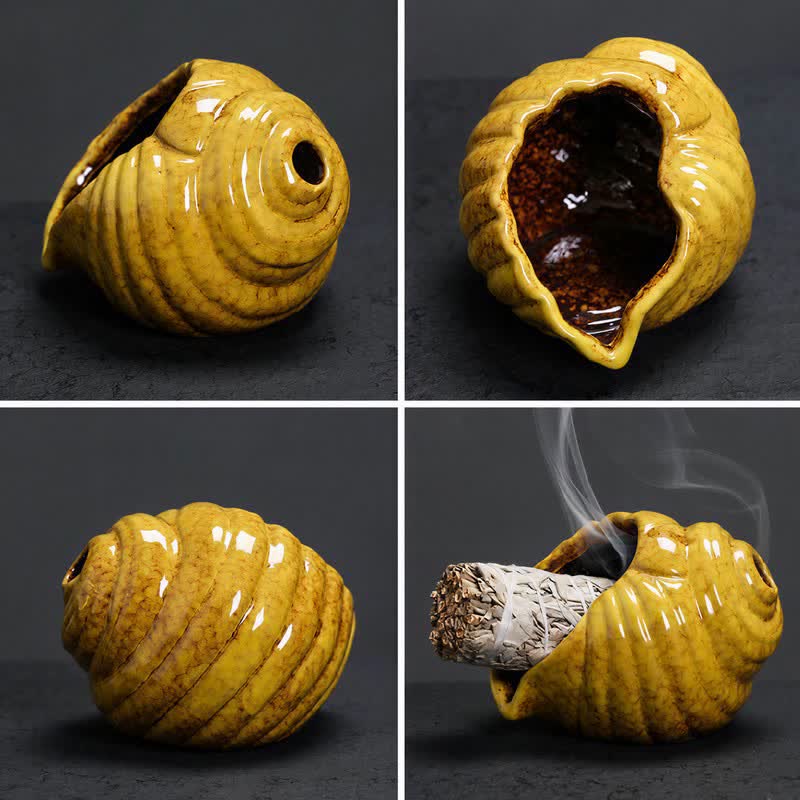 Buddha Stones 陶器製シャンカ浄化用巻貝香炉 - image 15