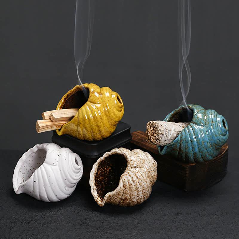 Buddha Stones 陶器製シャンカ浄化用巻貝香炉 - image 20