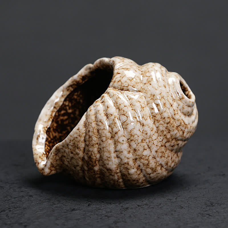 Buddha Stones 陶器製シャンカ浄化用巻貝香炉 - ベージュ - image 11