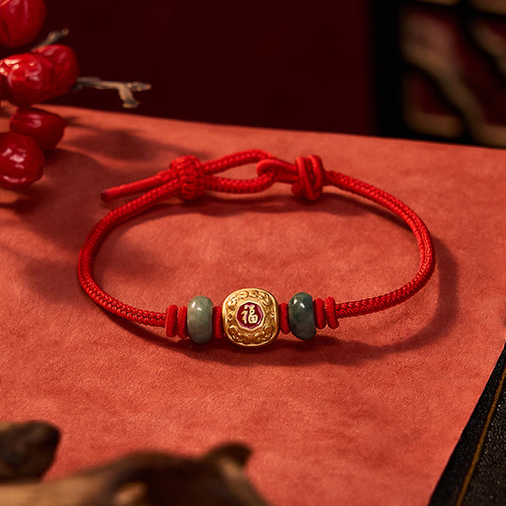 Buddha Stones赤紐福字銅製幸運ブレスレット - image 2