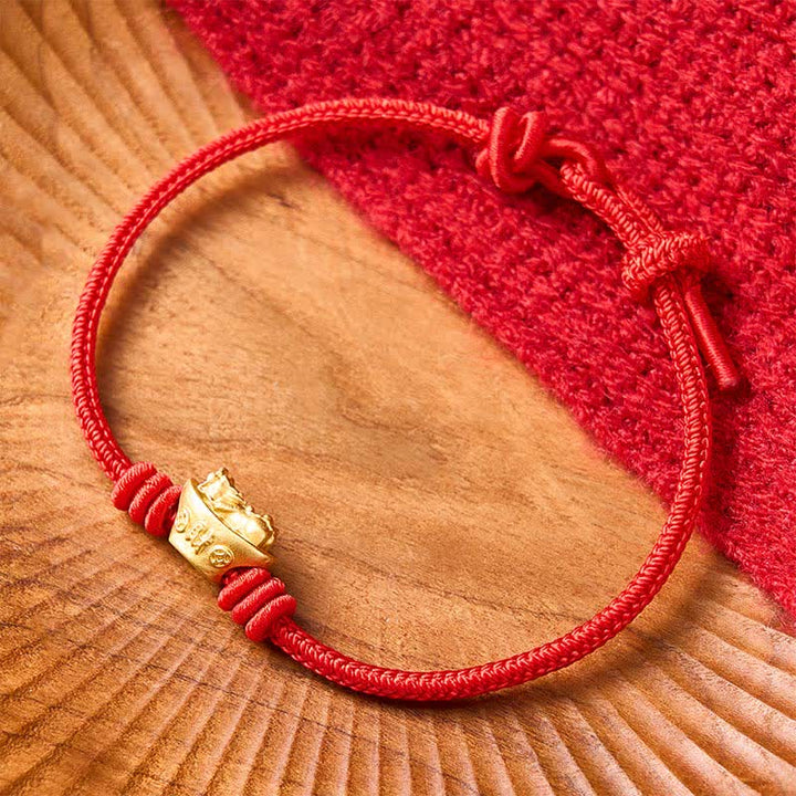 Buddha Stones 合金製貔貅（ひきゅう）赤紐の開運財運ブレスレット - image 2