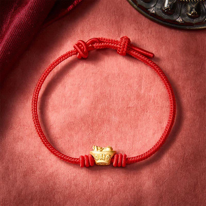 Buddha Stones 合金製貔貅（ひきゅう）赤紐の開運財運ブレスレット - image 1