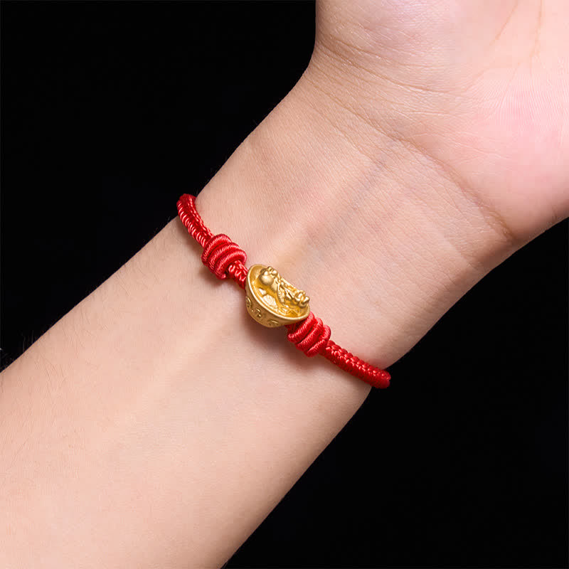 Buddha Stones 合金製貔貅（ひきゅう）赤紐の開運財運ブレスレット - image 4