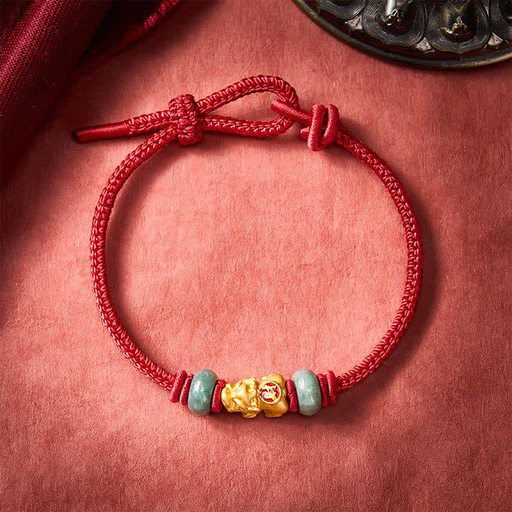 Buddha Stones 合金製貔貅（ひきゅう）中国コイン型赤紐の開運財運ブレスレット - ダークレッド - 6.7～7.5インチ/17～19cm - image 10