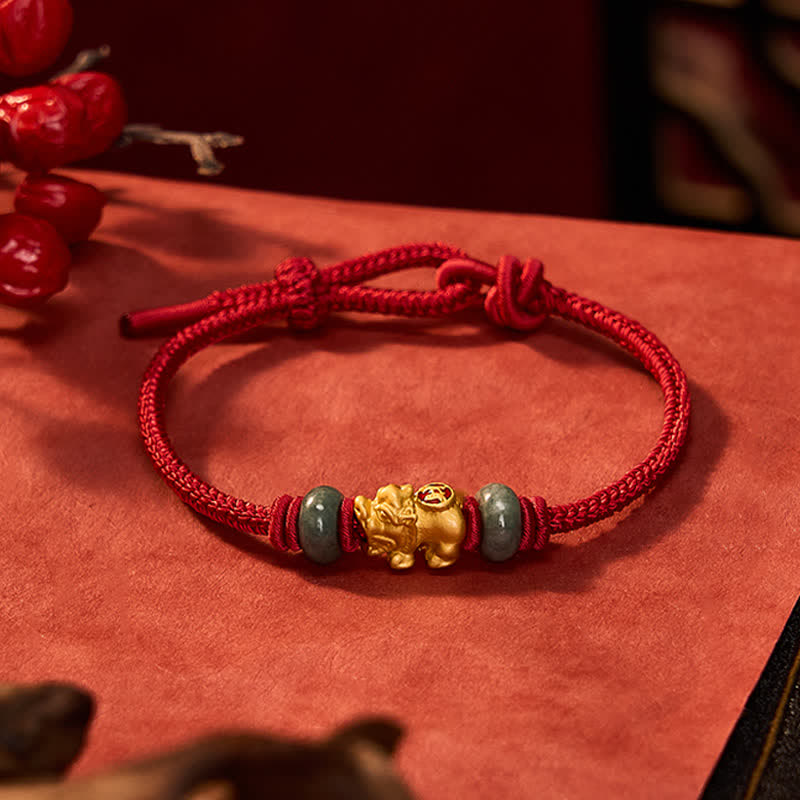 Buddha Stones 合金製貔貅（ひきゅう）中国コイン型赤紐の開運財運ブレスレット - image 12