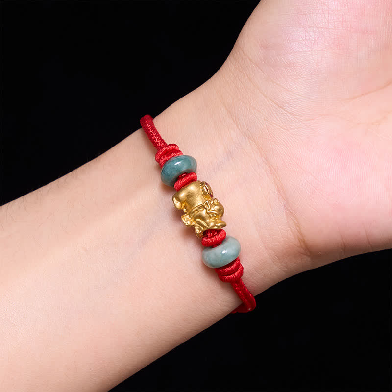 Buddha Stones 合金製貔貅（ひきゅう）中国コイン型赤紐の開運財運ブレスレット - image 4