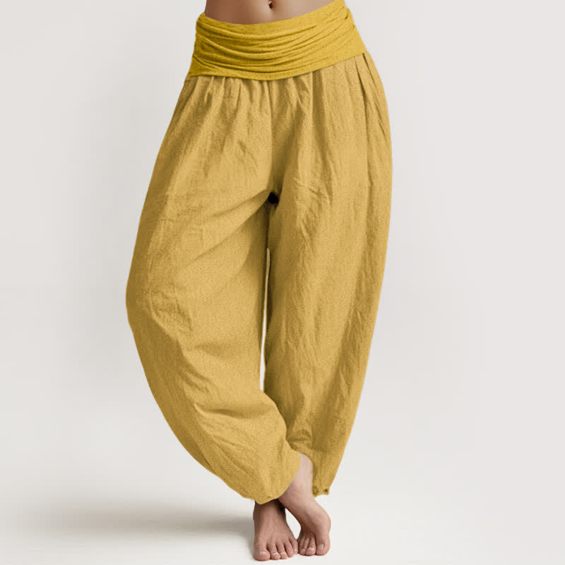 Buddha Stones Goldenrod レディース ピュアコットン 伸縮性ウエスト ハーレムパンツ - ゴールデンロッド - US16、 UK/AU20、 EU48 (3XL) - image 0