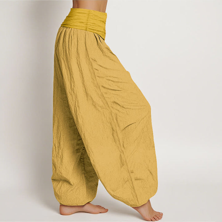 Buddha Stones Goldenrod レディース ピュアコットン 伸縮性ウエスト ハーレムパンツ - image 2