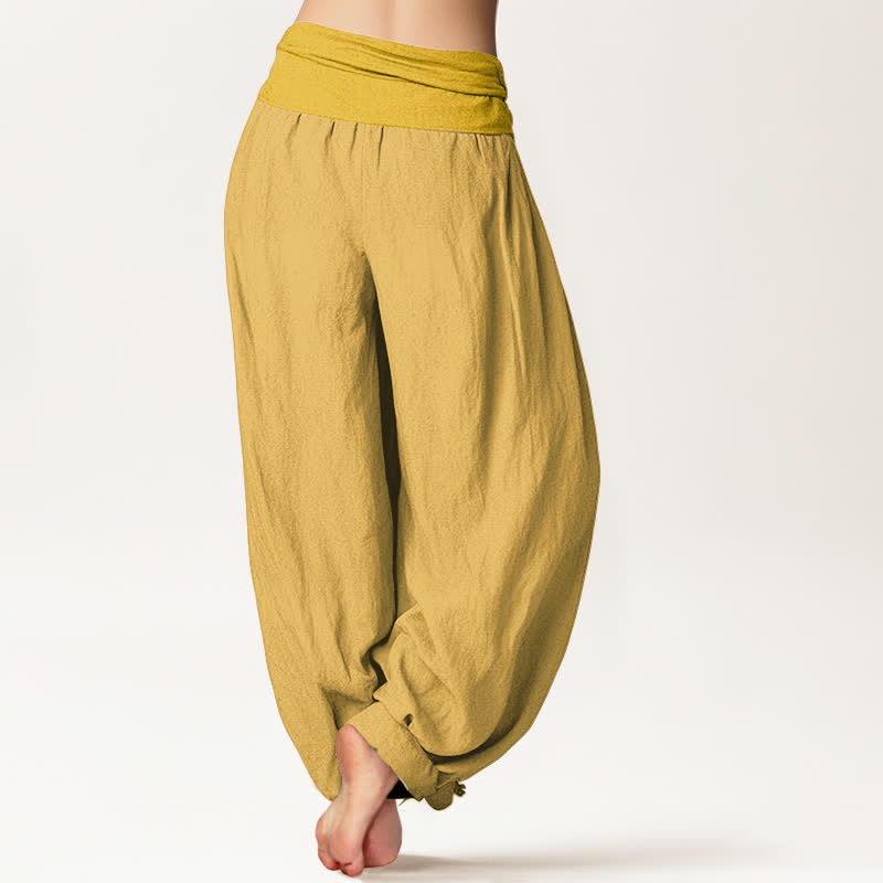 Buddha Stones Goldenrod レディース ピュアコットン 伸縮性ウエスト ハーレムパンツ - image 1