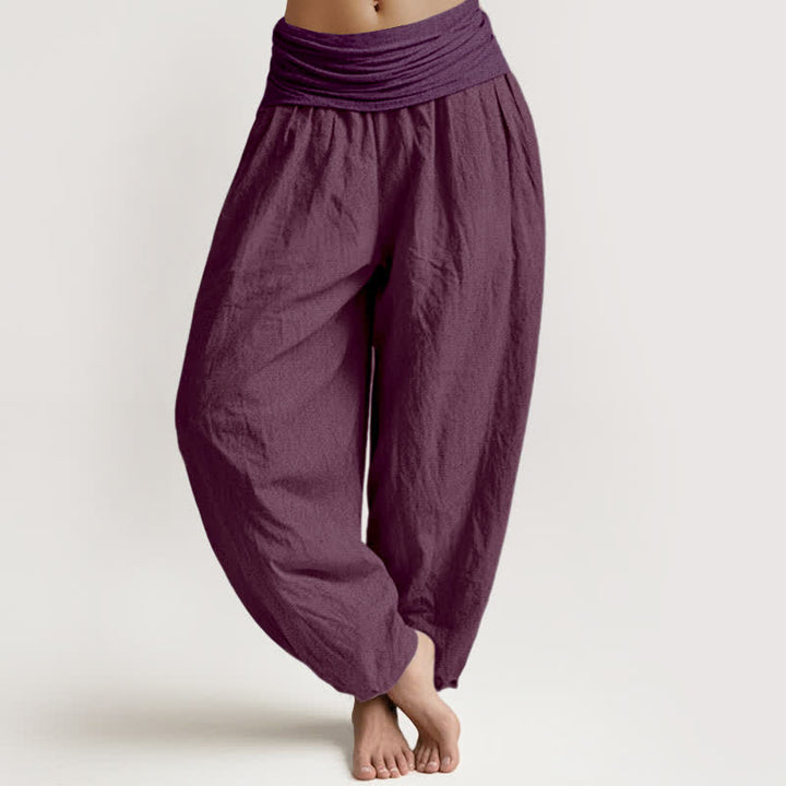 Buddha Stonesパープル ピュアコットン レディース 伸縮性ウエスト ハーレムパンツ - 紫 - US16、 UK/AU20、 EU48 (3XL) - image 0