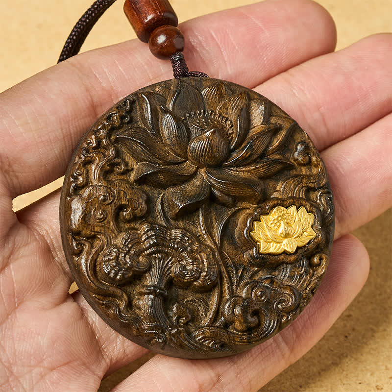 Buddha Stones 蓮の花を彫刻したスオウの悟りのネックレス - image 4