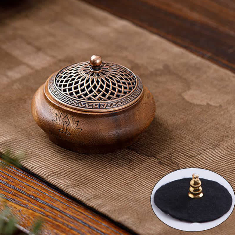 Buddha Stones 桃の木龍鳳凰幸運丸袋香炉 - ボウル型 - ロータスデザイン - image 10