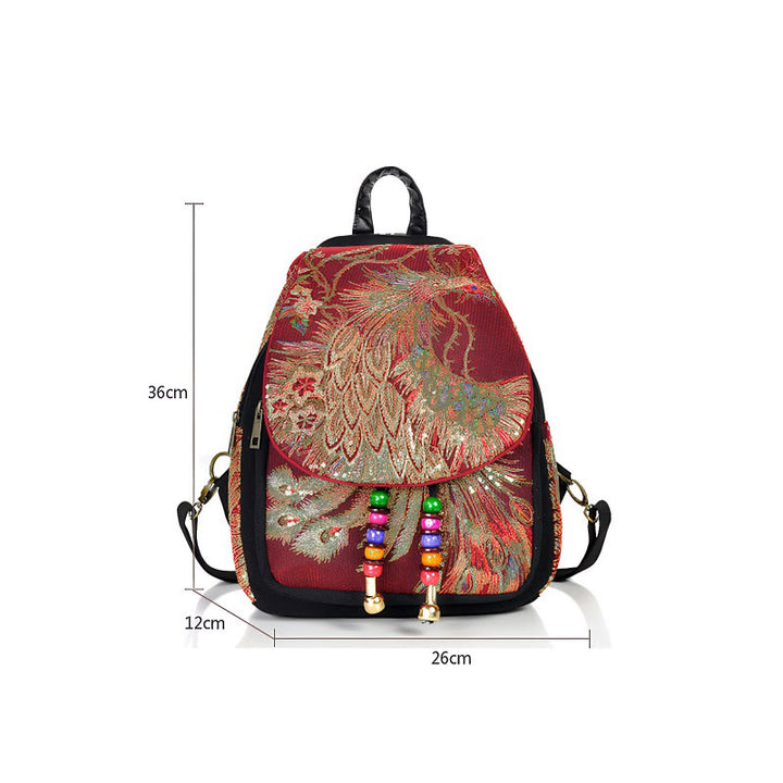 Buddha Stonesピーコック刺繍 キャンバス タッセル バックパック - image 19