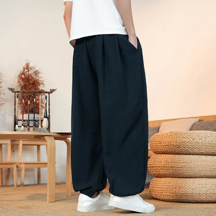 Buddha Stones 春夏カジュアルドローストリング無地クロップドパンツメンズストレートレッグパンツポケット付き - image 29