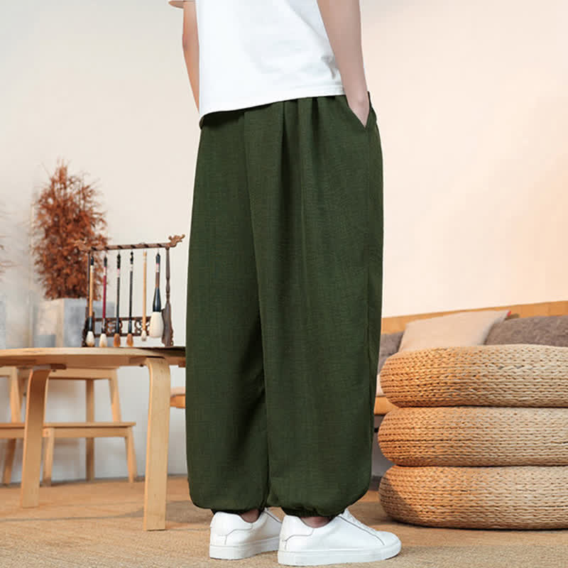 Buddha Stones 春夏カジュアルドローストリング無地クロップドパンツメンズストレートレッグパンツポケット付き - image 20