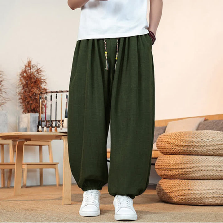Buddha Stones 春夏カジュアルドローストリング無地クロップドパンツメンズストレートレッグパンツポケット付き - image 19