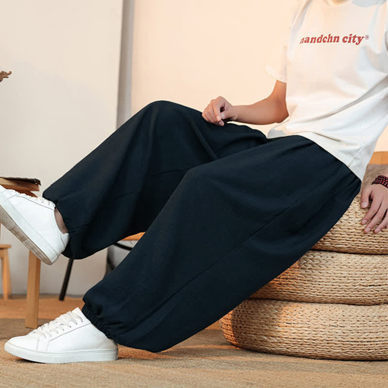 Buddha Stones 春夏カジュアルドローストリング無地クロップドパンツメンズストレートレッグパンツポケット付き - image 35