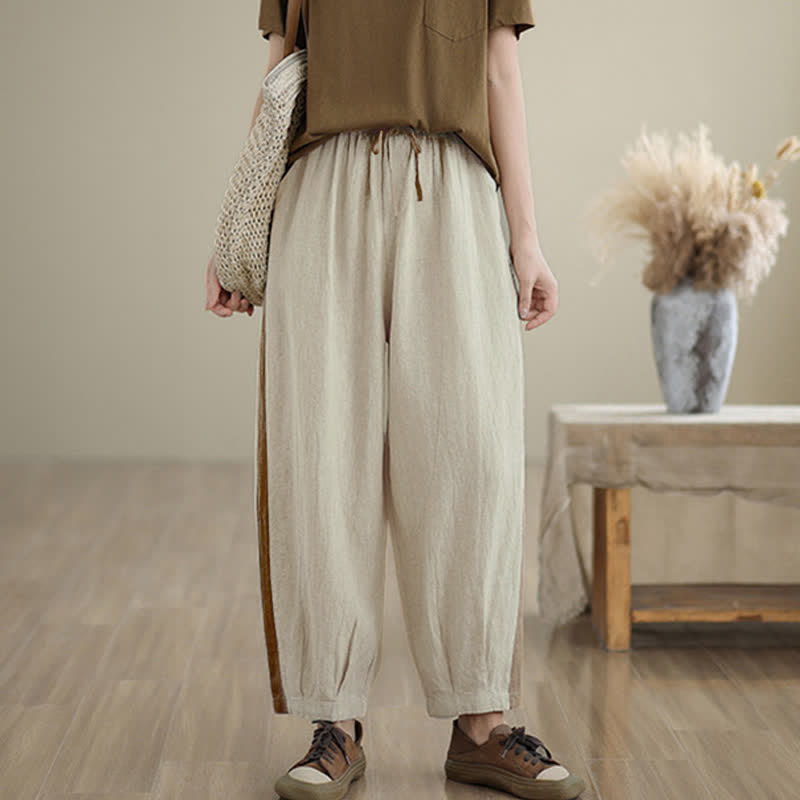 Buddha Stones 春夏カジュアルミニマリストドローストリング無地クロップドパンツレディーステーパードパンツポケット付き - image 23