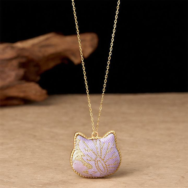 Buddha Stones 中国宋錦猫頭銅製調和接続ネックレス - image 7