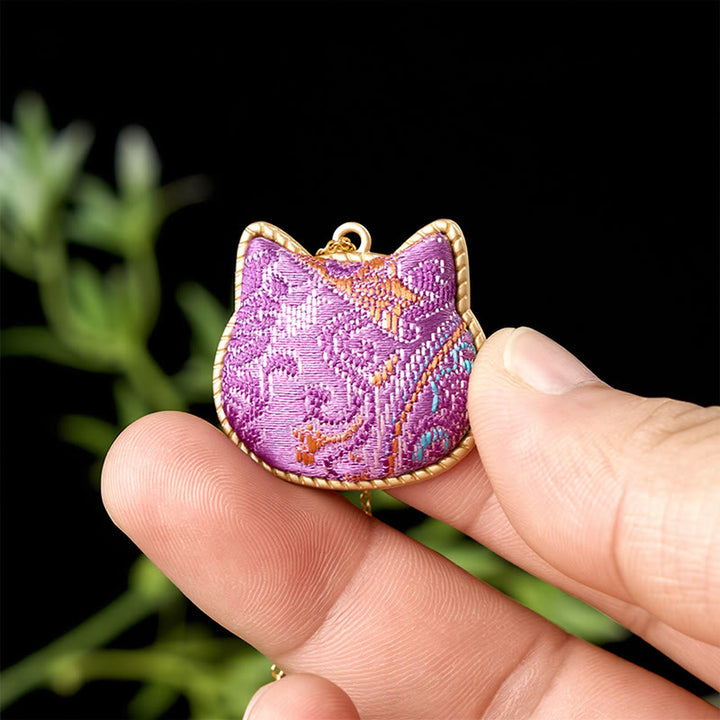 Buddha Stones 中国宋錦猫頭銅製調和接続ネックレス - image 2