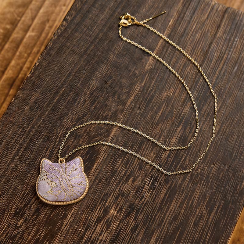 Buddha Stones 中国宋錦猫頭銅製調和接続ネックレス - image 10
