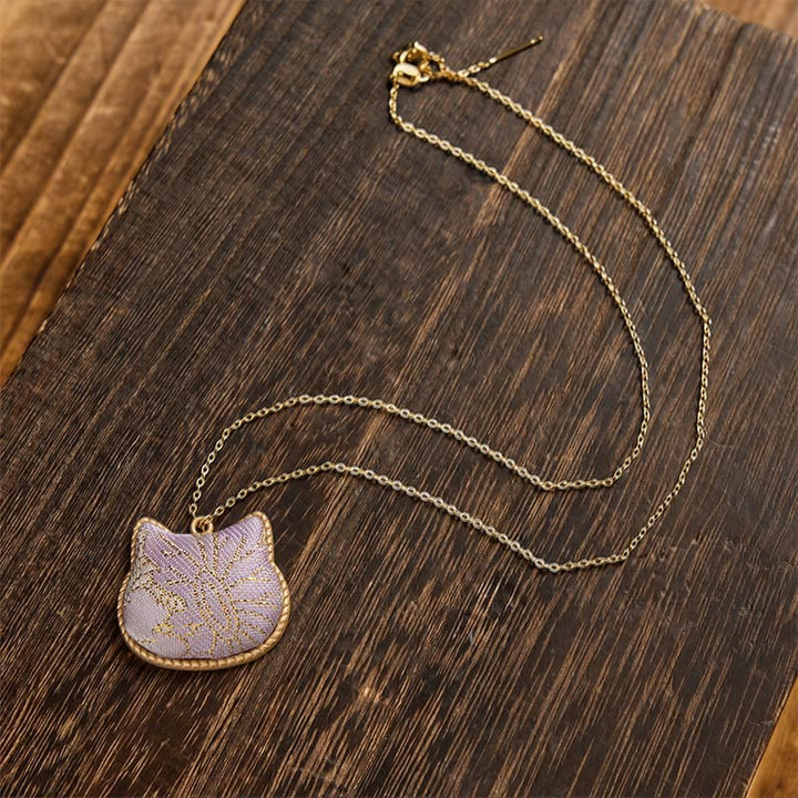 Buddha Stones 中国宋錦猫頭銅製調和接続ネックレス - image 10