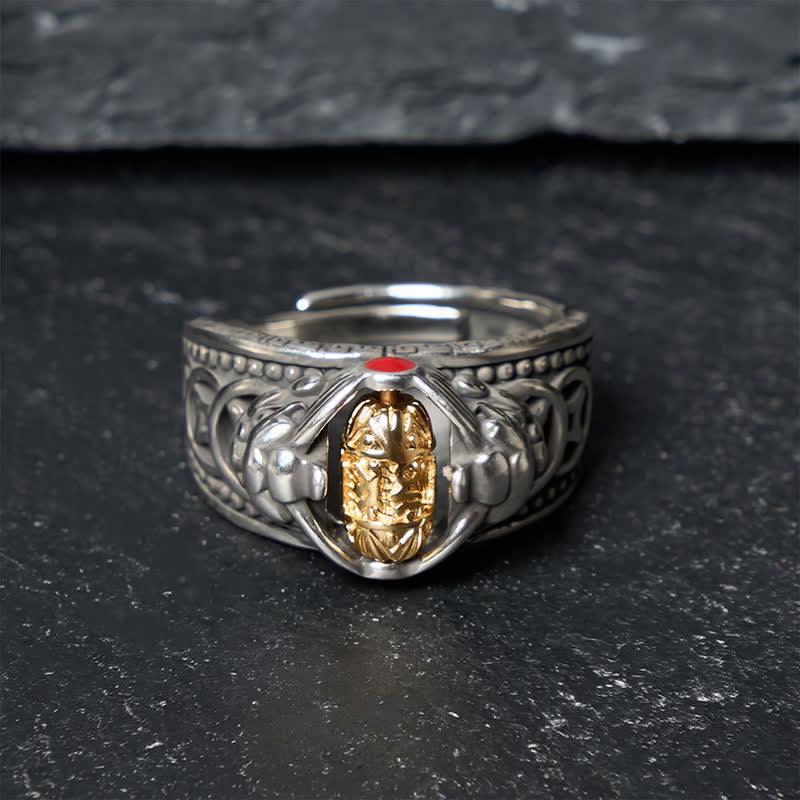 Buddha Stones 銅製貔貅（ひきゅう）中国コイン型富のスピナー（調節可能なリング） - US6（16-19mm） - image 1