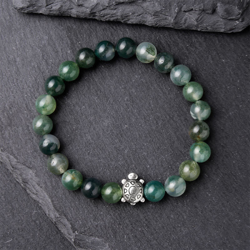Buddha Stones モスアゲート銅製タートルカームブレスレット - image 1