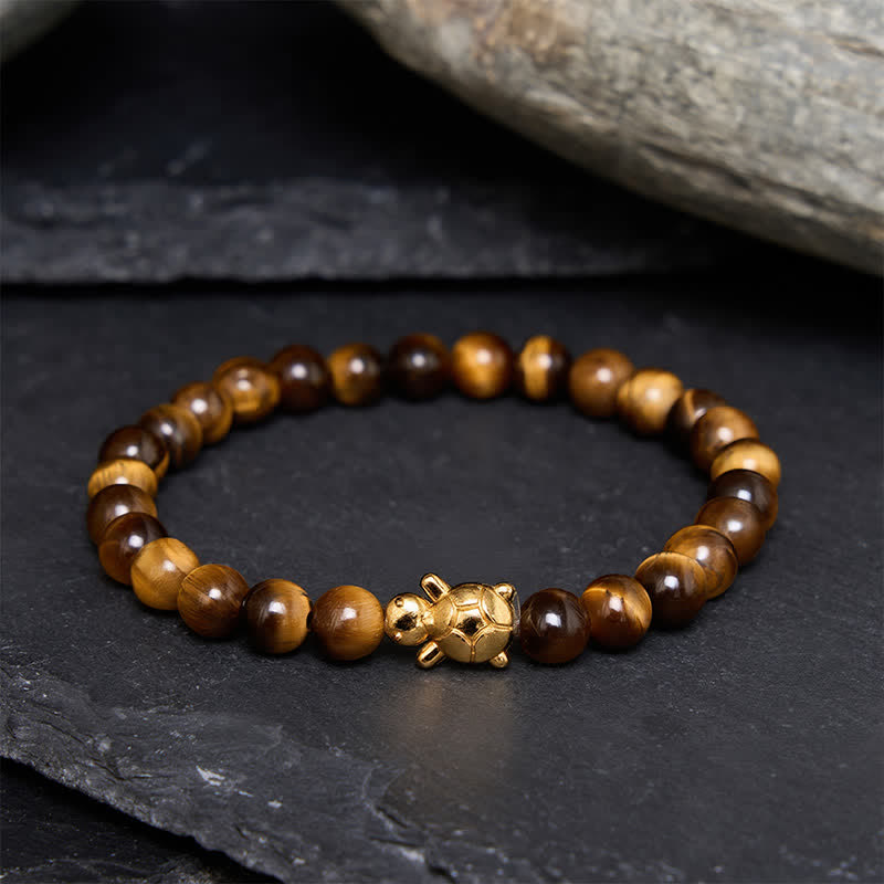Buddha Stones 天然タイガーアイタートルアクセサリー　勇気のビーズブレスレット - 6mmタイガーアイ（手首周り：5.5～5.9インチ／14～15cm） - image 0