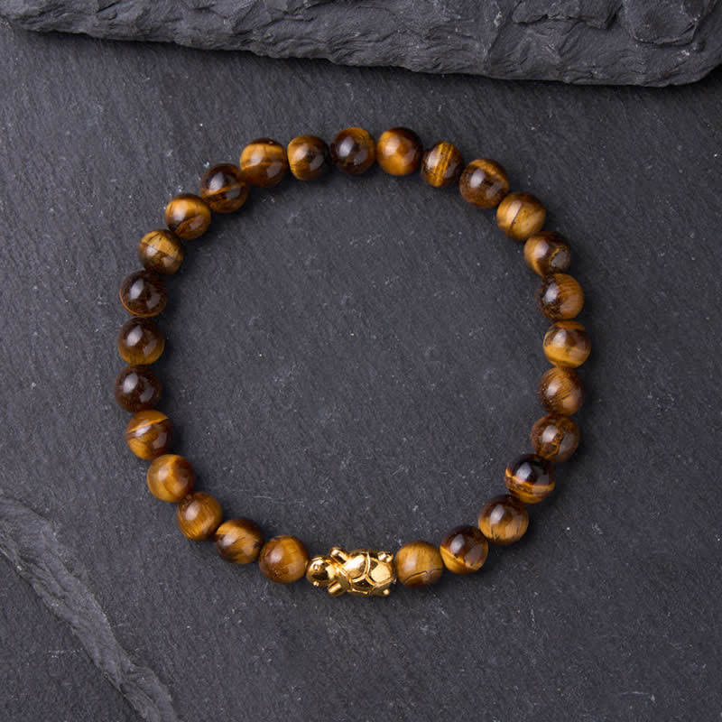 Buddha Stones 天然タイガーアイタートルアクセサリー　勇気のビーズブレスレット - image 1