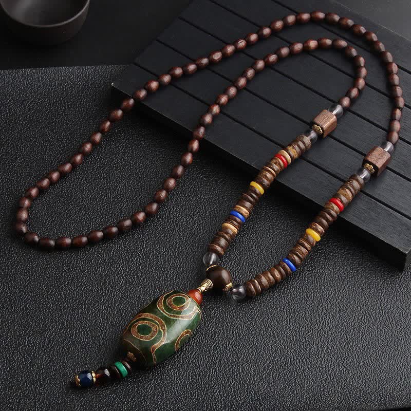 Buddha Stonesターコイズビーズ祈祷ホイールウェンジウッド瞑想ネックレス - ジービーズ - image 5