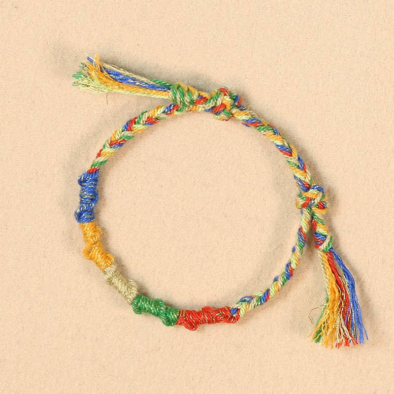 Buddha Stones マルチカラーロープドラゴン幸運チベットブレスレット - マルチカラーブレスレット（手首周り：15～17cm） - image 0