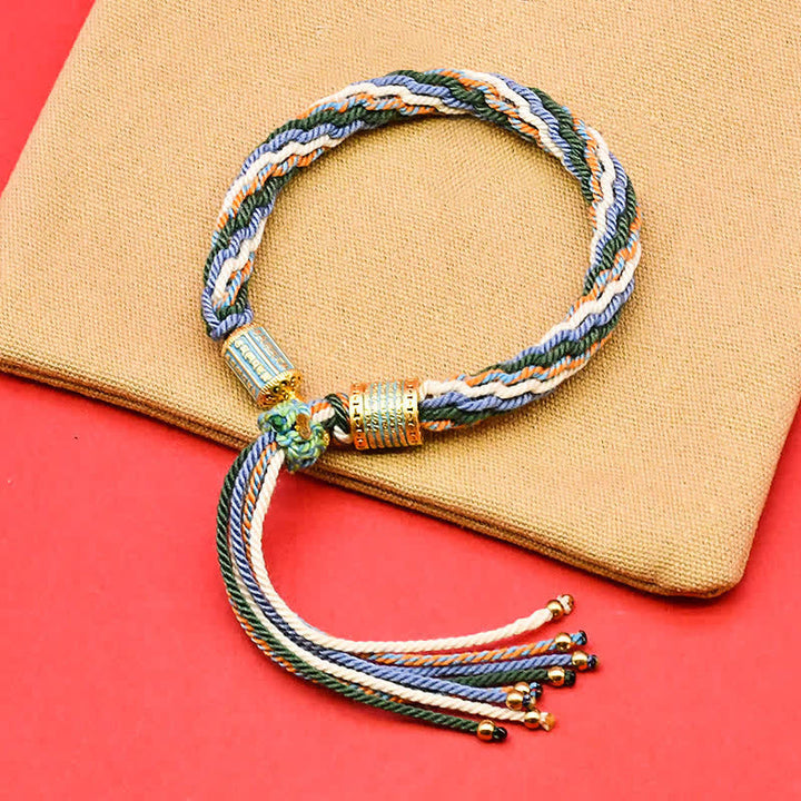 Buddha Stones チベットエナメル製カラフルタッセルロープブレスレット - グリーン（手首周り：15～18cm） - image 3