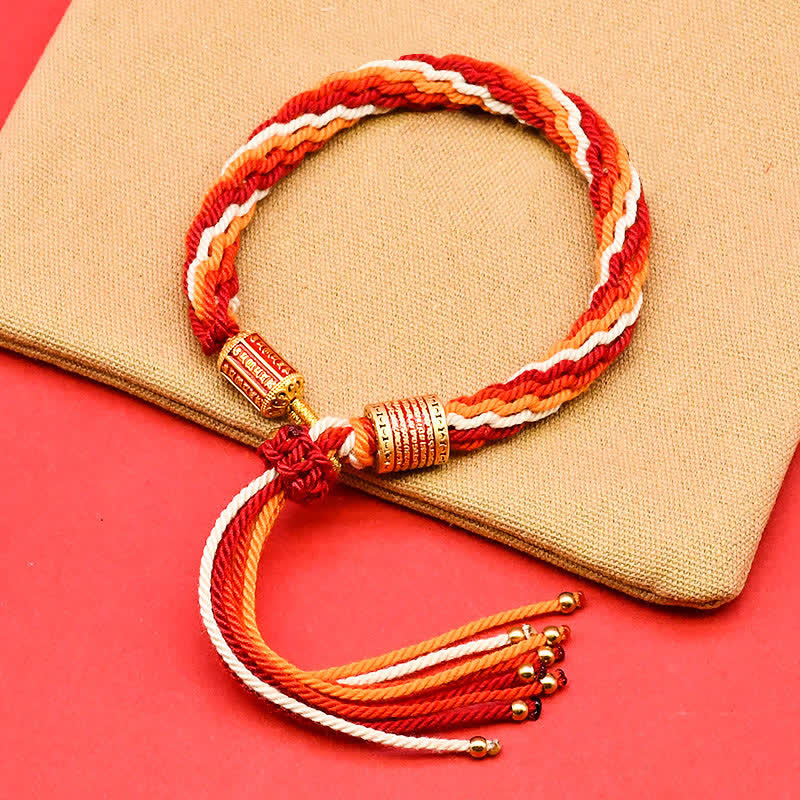 Buddha Stones チベットエナメル製カラフルタッセルロープブレスレット - ダークレッド（手首周り：15～18cm） - image 4