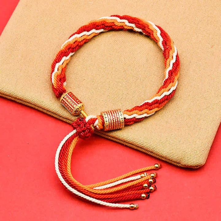 Buddha Stones チベットエナメル製カラフルタッセルロープブレスレット - ダークレッド（手首周り：15～18cm） - image 4