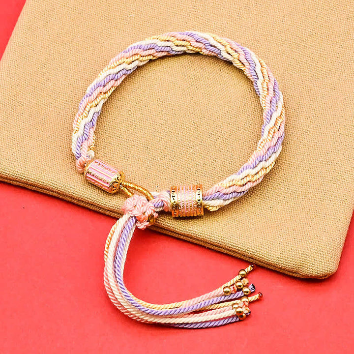 Buddha Stones チベットエナメル製カラフルタッセルロープブレスレット - ラベンダーブラッシュ（手首周り：15～18cm） - image 5