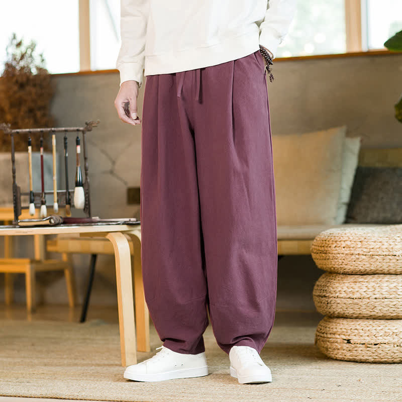 Buddha Stones無地 ドローストリング付き メンズ ハーレムパンツ ポケット付き - image 7