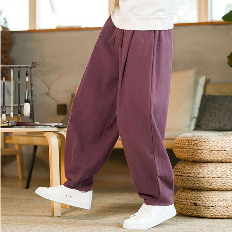 Buddha Stones無地 ドローストリング付き メンズ ハーレムパンツ ポケット付き - image 8