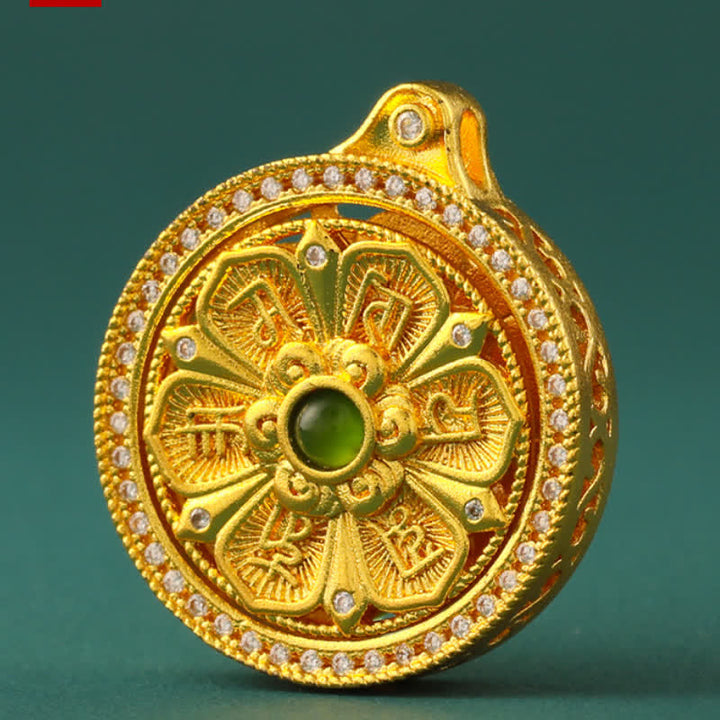 Buddha Stones 金メッキ真鍮製オーム・マニ・パドメ・フム知恵 回転式ラウンドネックレス - image 12