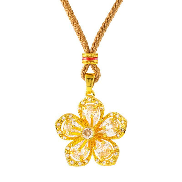 Buddha Stones 金メッキ真鍮製梅の花モチーフのハーモニックコネクションペンダントネックレス - image 5