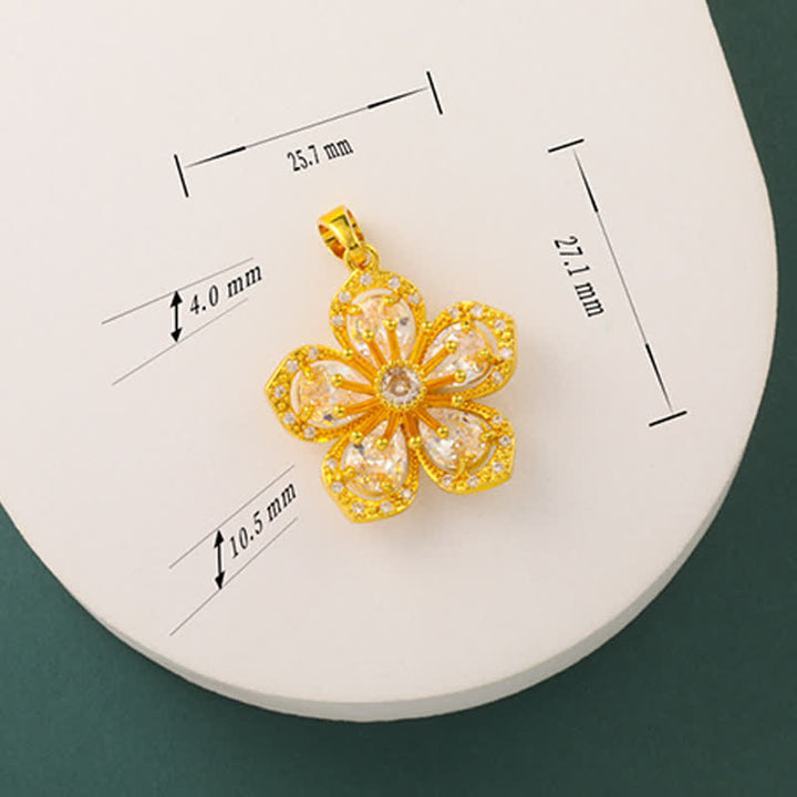 Buddha Stones 金メッキ真鍮製梅の花モチーフのハーモニックコネクションペンダントネックレス - image 11